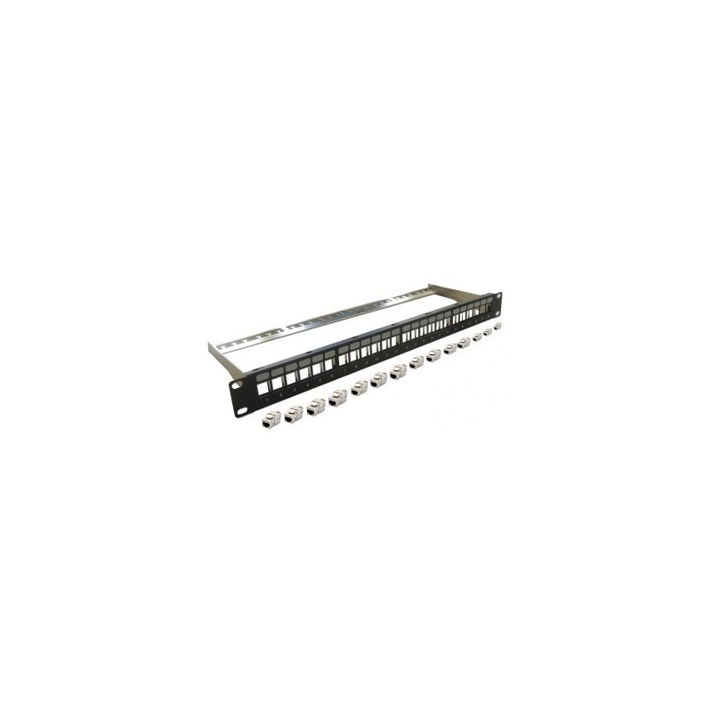 Patch panel 1U Cat6A 24 Rj45 FTP Modular