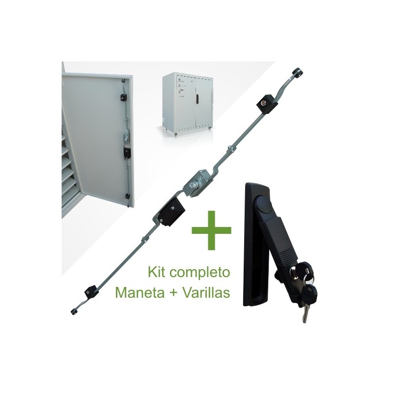 Cerradura rectangular con maneta y llave para puerta lateral de armario  rack Serie Data