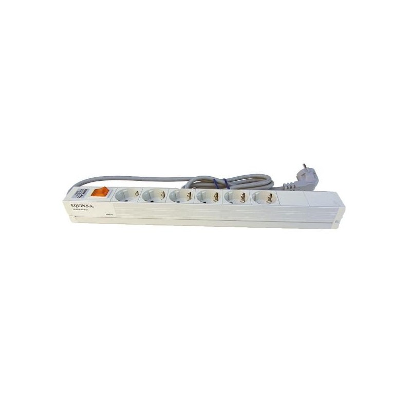 Regleta enrackable 16a 6 tomas Schuko con interruptor