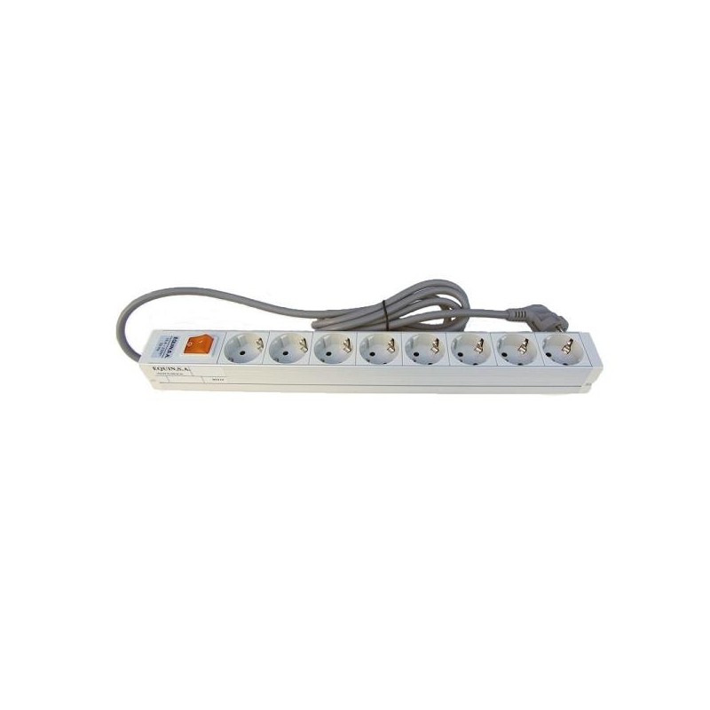 Regleta electrica para rack, 8 Schuko + interruptor