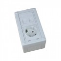 Caja de superficie 2 X Rj45 Keystone con 1 x Schuko blanco